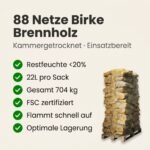 88 Netze kammergetrocknetes gespalten Erle Brennholz 25cm – Bild 2