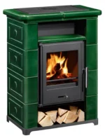 Wamsler Kaminofen Montafon 7 kW Grün Keramik – Holzofen für Scheitholz & Holzbriketts – Bild 2